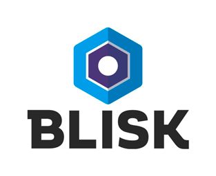 Blisk logo with text vertical white
