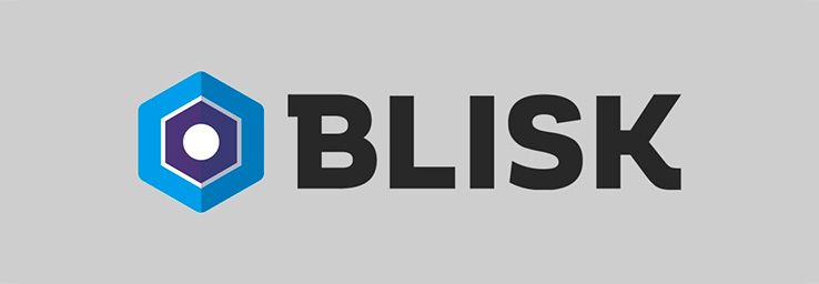 Blisk logo with text dark background grey