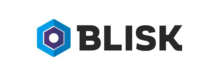 Blisk logo with text dark background white