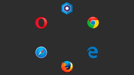 Blisk logo with other browsers background dark octagonal