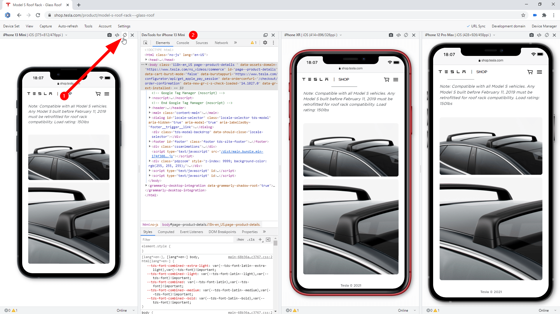 Using Developer Tools on iPhone 13-series