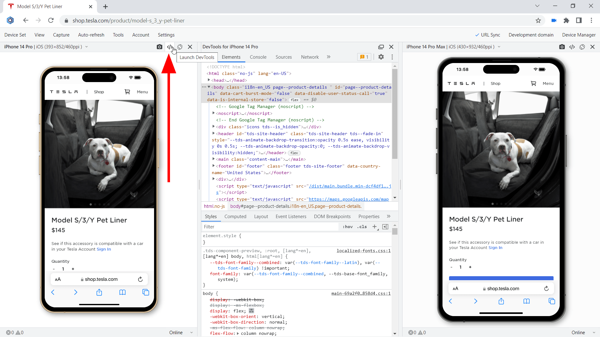 Using Developer Tools on iPhone 14-series
