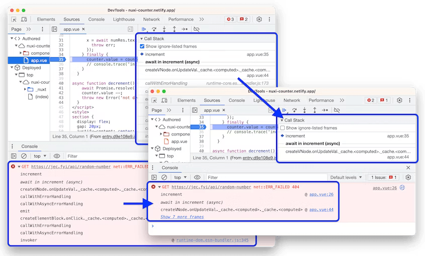 Nuxt, Vite, and Rollup debugging improvements